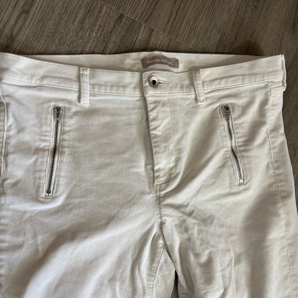 Banana Republic Ivory Corduroy Skinny Pants Mid Rise Women’s Sz 31 Zipper Ankle - Picture 7 of 8